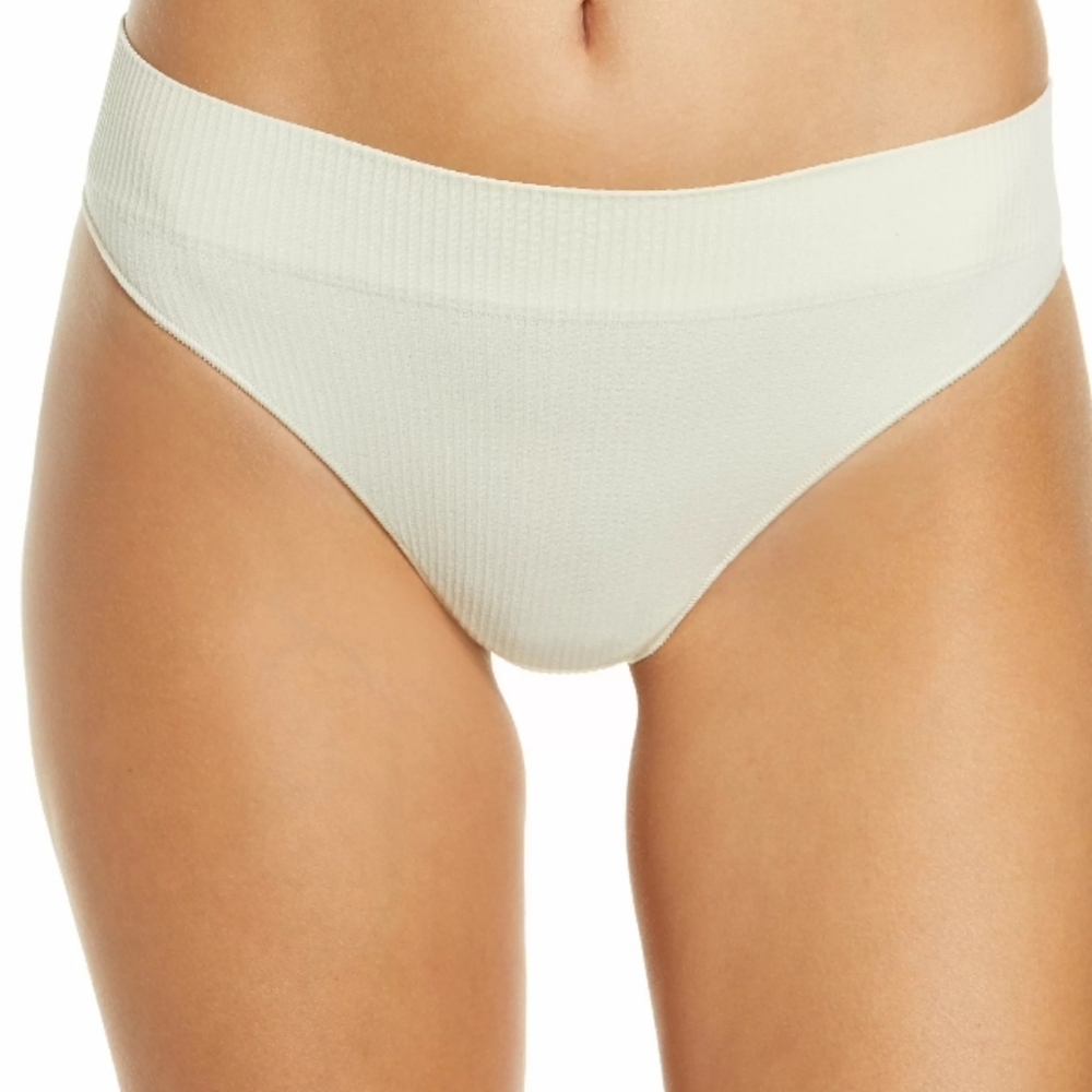 SKIMS stretch rib thong in Bone